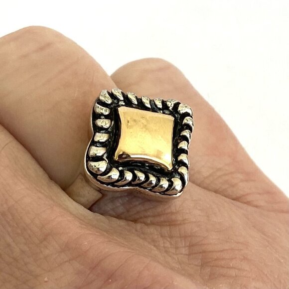 Joseph Esposito Sterling Silver 925 14K Yellow Gold Mixed Metal Ring Sz 6.75 - Picture 2 of 16